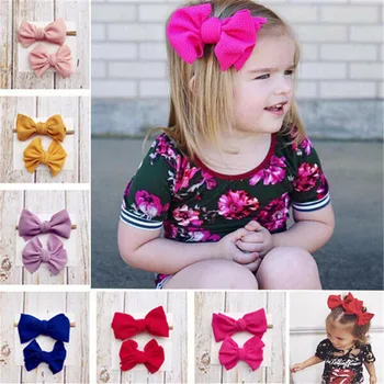 

Lovely Newborn Baby Toddler Girls Kids Flower Bow Hair Pin 2PCS Headband Hair Band Headwrap Head wear Accessories 9Colors