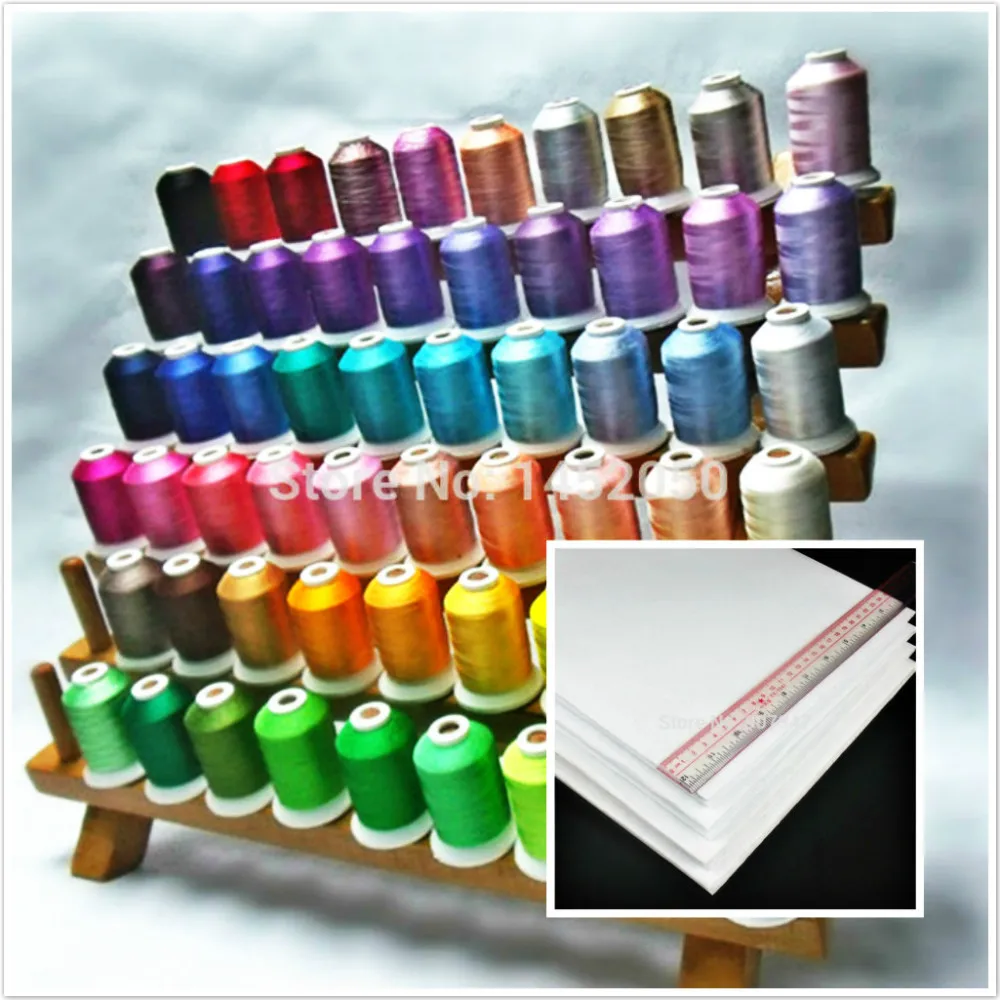 

Viscose Rayon Machine Embroidery Thread Filament , 500m *58 + 40g Tear Away Embroidery Stabilizer Backing 50cm*8 meters