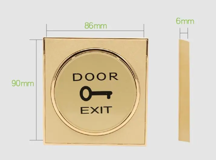 Золотой Кнопка выхода двери механизмом открывания двери, переключатель для системы контроля доступа
