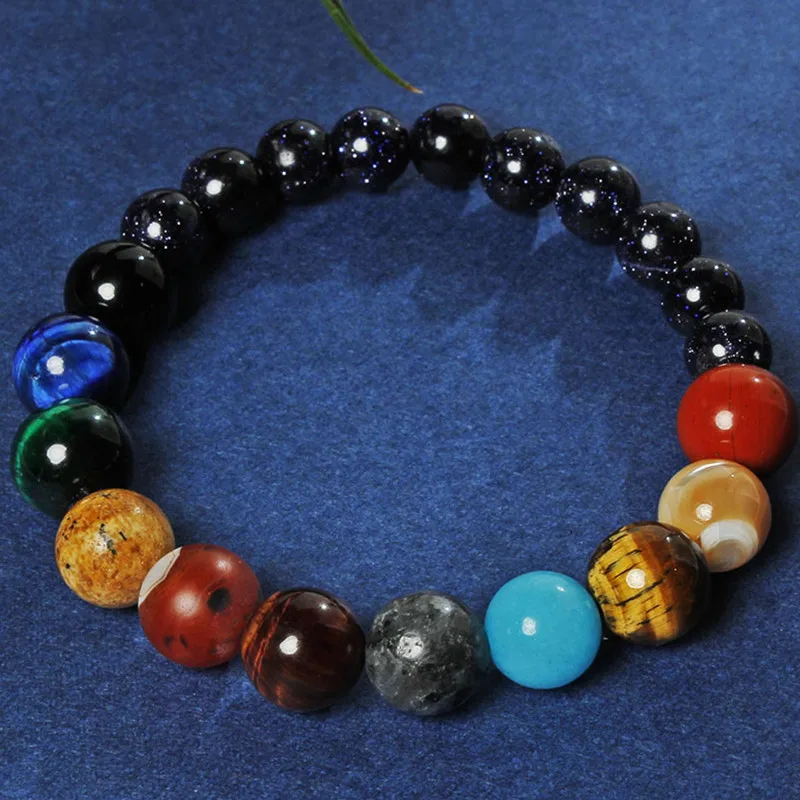 

DIEZI 2019 Eight Planets Bead Bracelet Men Natural Stone Universe Yoga Solar 7 Chakra Bracelet for Men Jewelry Drop Shipping