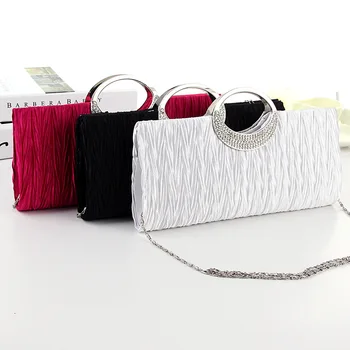 

Fashion Women Satin Rhinestone Evening Clutch Bag Chain Handbag Purse Bridal Wedding Party Bags FA$B Women bag