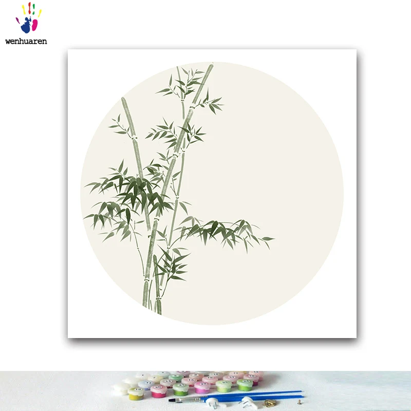 DIY картинки для раскраски по номерам с цветами в китайском стиле бамбуковая Слива картина для рисования по номерам в рамке дома - Цвет: 3427