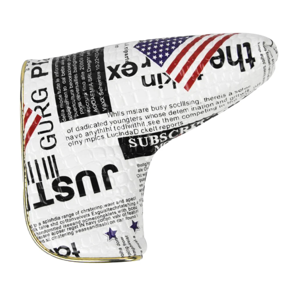 Perfeclan Vintage Golf Cover Blade Putter Headcover Protective Bag Sleeve with Magnetic Closure USA Flag Newspaper Image
