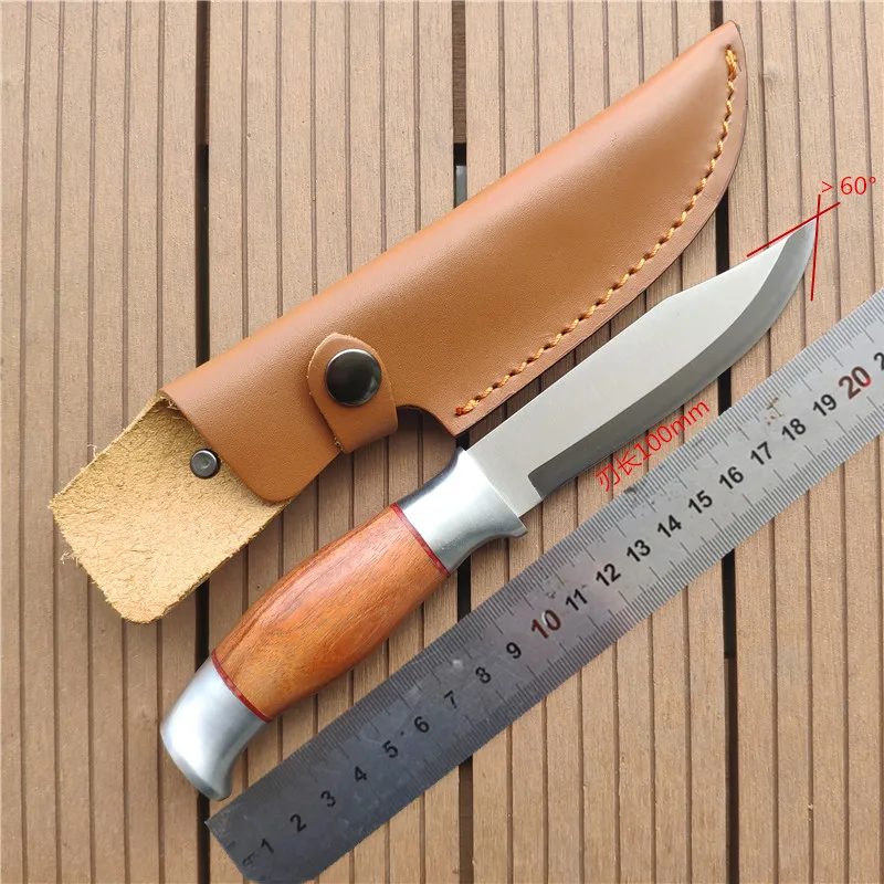 

Shop owner recommended Nordic style Scandinavian 7CR17MOV blade steel tail pine handle retro small straight knife free shipping