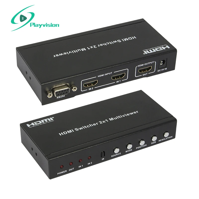 Разветвитель переключателя HDMI 2x1 2 в 1 с поддержкой PIP 1080p RS232|hdmi switch splitter|hdmi splitter