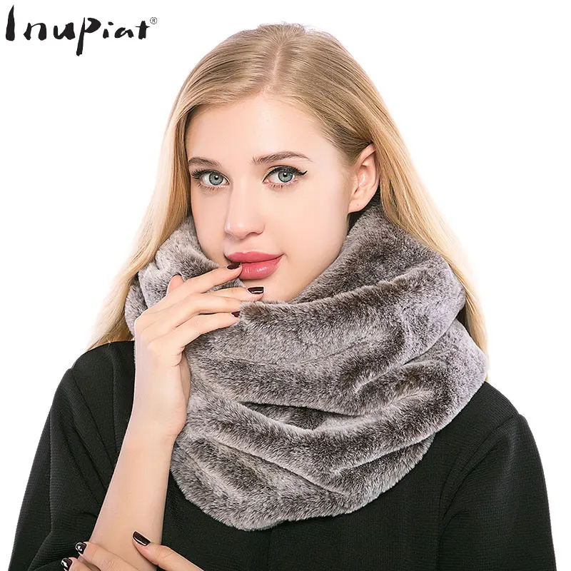 Fluffy Winter Scarf Scarves for Women Fashion Thick Warm Faux Fur Stole ...