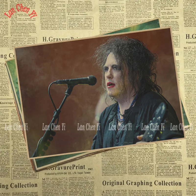 The Cure Rock Band музыка крафт-бумага плакат гостиная столовая настенные декоративные картины - Цвет: Светло-желтый