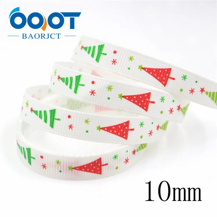OOOT BAORJCT G-18922-1123, 25/16 мм 10 ярдов рождественские ленты термотрансферные печатные grosgrain, праздничные украшения DIY материал - Цвет: G-18922-1124