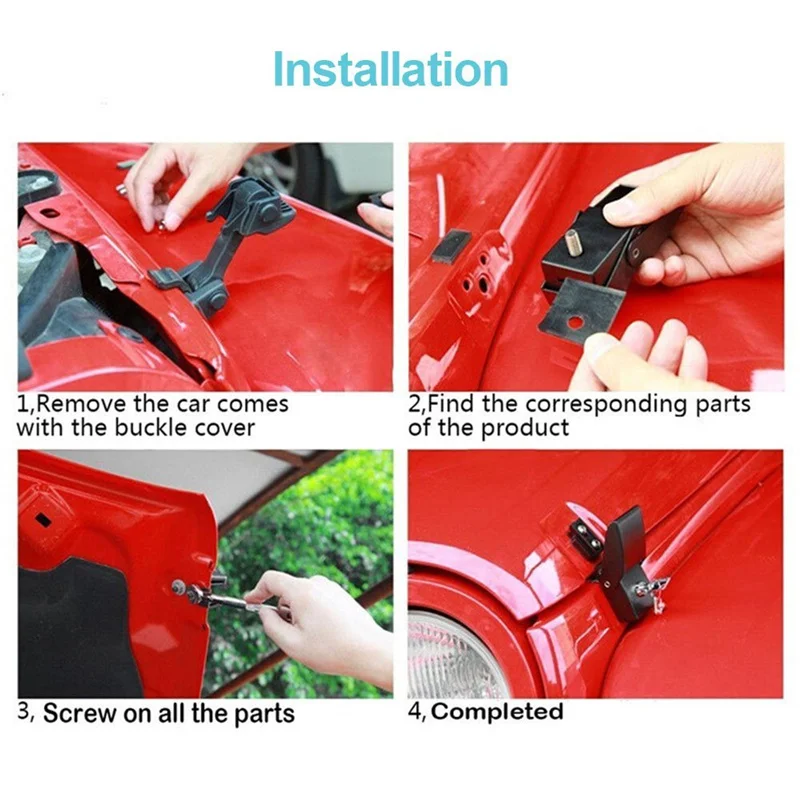 Aluminum Hood Lock Assembly Catch Latches for 2007-2015 Jeep Wrangler JK & Unlimited Black-1 Pair f