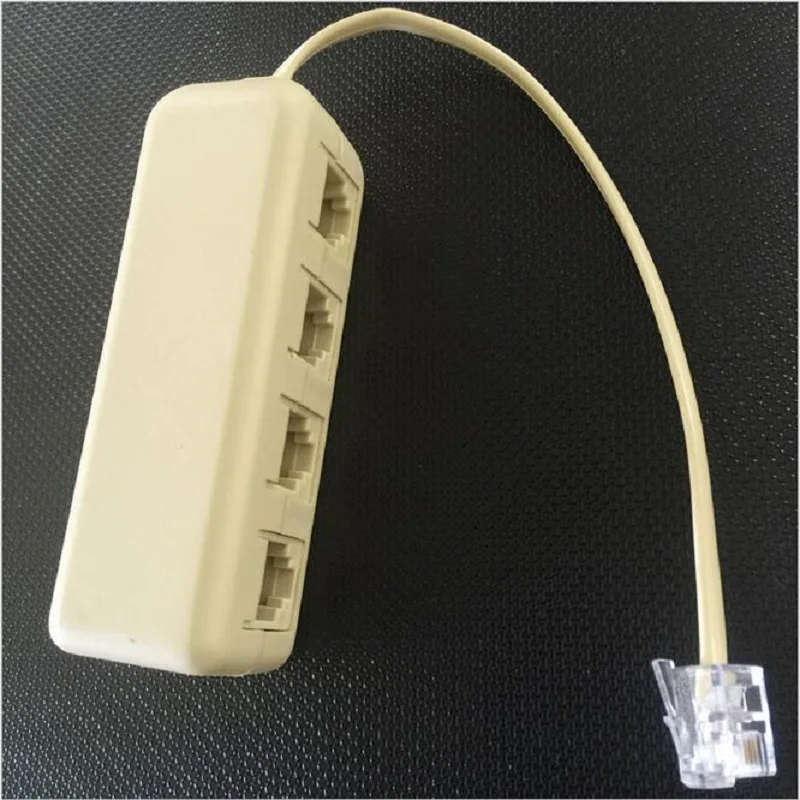 

RJ11 6P4C to 6P4C 4 Way Telephone Cable Modular Splitter Adapter RJ11 Communication Junction Box