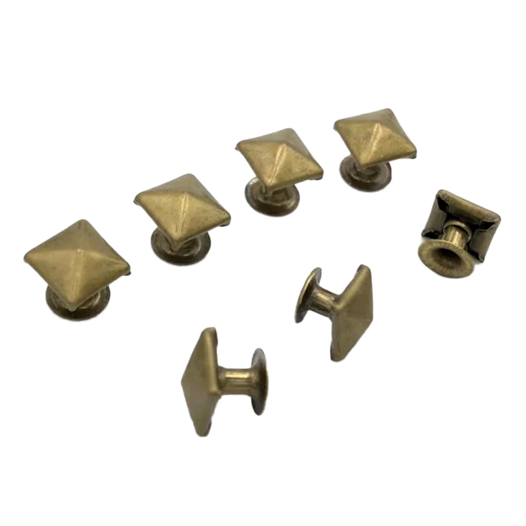100pcs Metal Square Pyramid Rivet Studs For Leather Crafts Clothes Shoes Bags Decorative