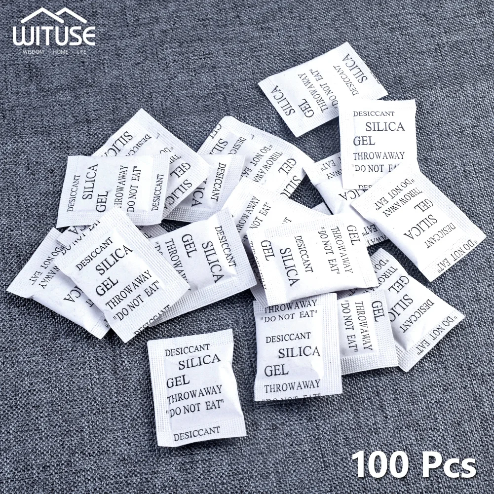 Wituse 50/100/200 пакеты нетоксичный осушитель-силикагель поглотитель влаги адсорбер осушитель для комнаты Кухня одежда Еда для хранения - Цвет: 1g x 100pcs