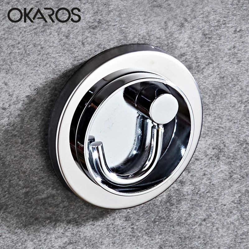 

OKAROS 304 Stainless Steel Hook Coat Rotation Nail Adhsion one Hooks Chrome Finish Wall Hanger Towel Bathroom Robe Accessorie