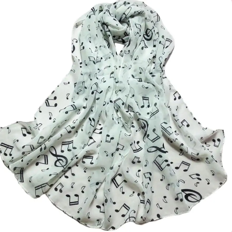 

High quality scarf 1PC Women Lady Musical Note Chiffon Neck Scarf Shawl Muffler Scarves 7.25