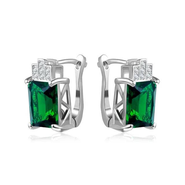 I Zuan Fine Jewelry Clip Earrings For Women S925 Sterling Silver I Zuan Fine Jewelry Clip Earrings For Women S925 Sterling Silver Earring Geometric Green Stone Wedding Boucle