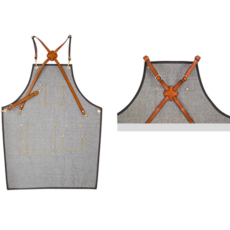 Denim Apron Leather Strap D82-10