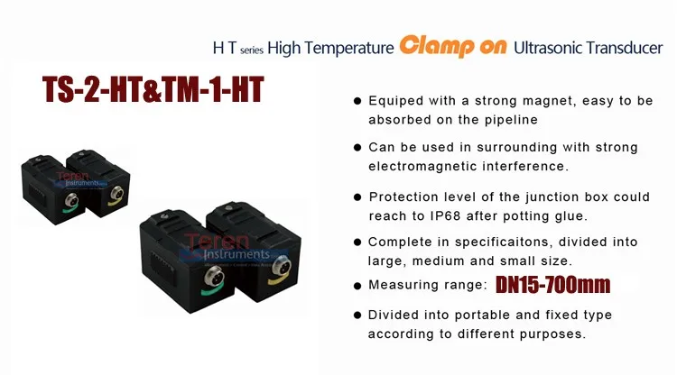 TS-2-HT TM-1-HT DN15-700mm Small Size Clamp On Transducer Sensor for TUF Series Potable Ultrasonic Flowmeter High Accuracy Probe