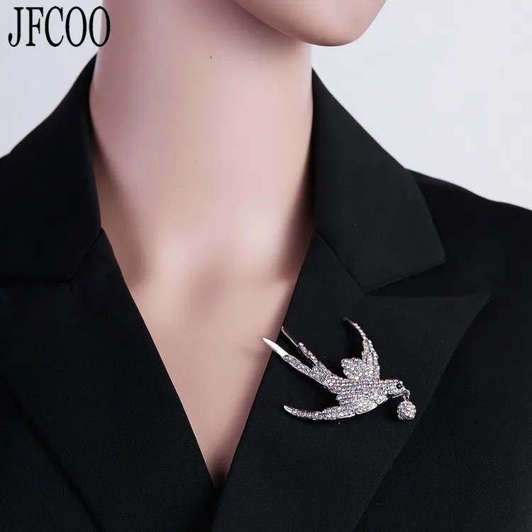 

Fashion Swallow Brooches Animal Pins Enamel Crystal Bird Brooch for Women Coat Accessories Jewelry Dropshipping