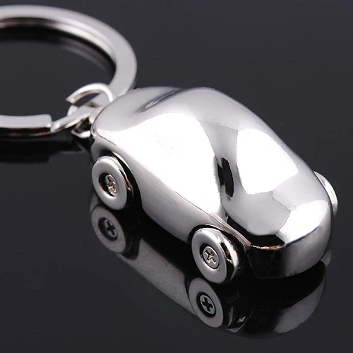 Cute Silvery 3D Mini Car Key Rings Keychains Keyfob Pendant Creative