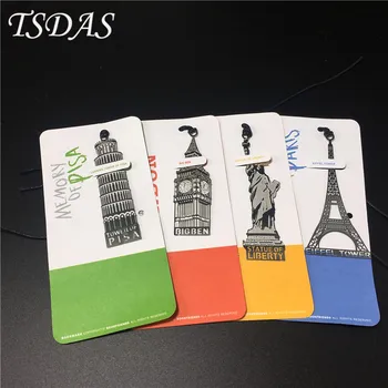 

(20pcs/Lot) Novelty Gift Vintage Eiffel Tower Ben Liberty PISA Design Silver Metal Bookmarks For Books