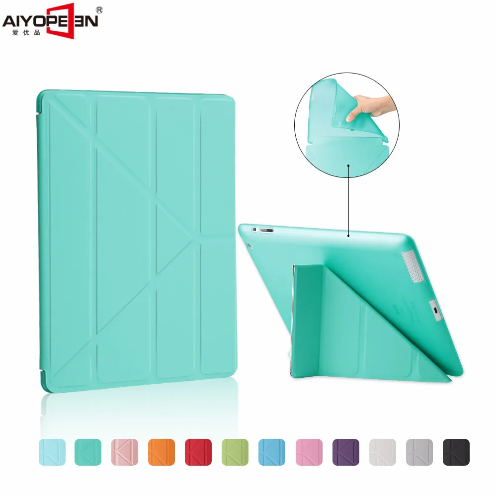 for ipad 2 3 4 case, aiyopeen pu leather smart wake up sleep matte transparent tpu back cover soft protect magnetic flip stand for ipad pro 9 7 5 shapes smart case soft tpu back case slim pu leather magnetic cover for ipad 7 air 3 auto sleep wake a66