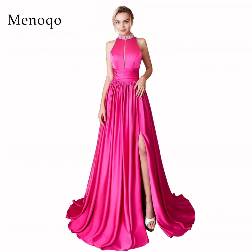 

Real Photos New Arrivals Luxury Elegant Long A Line Evening Dresses Side Slit Party Gowns Formal Robe De Soiree Satin