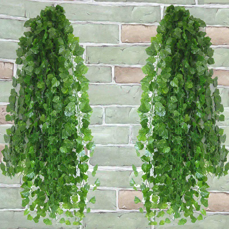 

12pcs/lot Artificial Ivy Leaf Garland Fake Plants Vine Fake Foliage Artificial Flowers Creeper Green Ivy Wreath Home Decor D