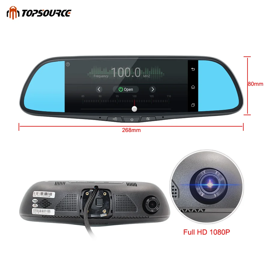 TOPSOURCE 7 &quot3G Автомобильный видеорегистратор зеркало GPS Android 5 0 Bluetooth двойной