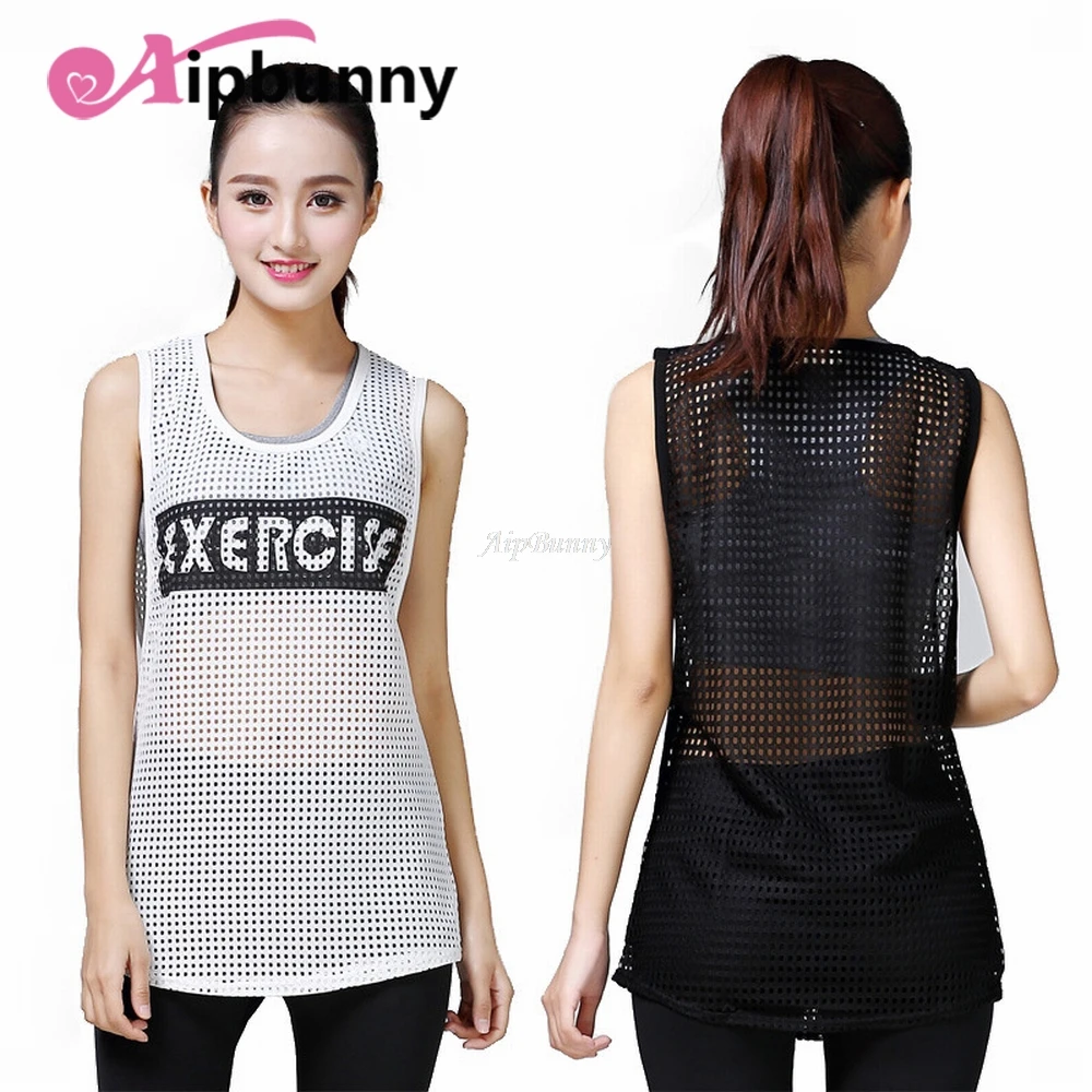 

Workout Vest Sports Breathable Fitness Sleeveless Dry Clothes T Shirts Running Jogging Net Mesh Top Loose Long Yoga Shirt