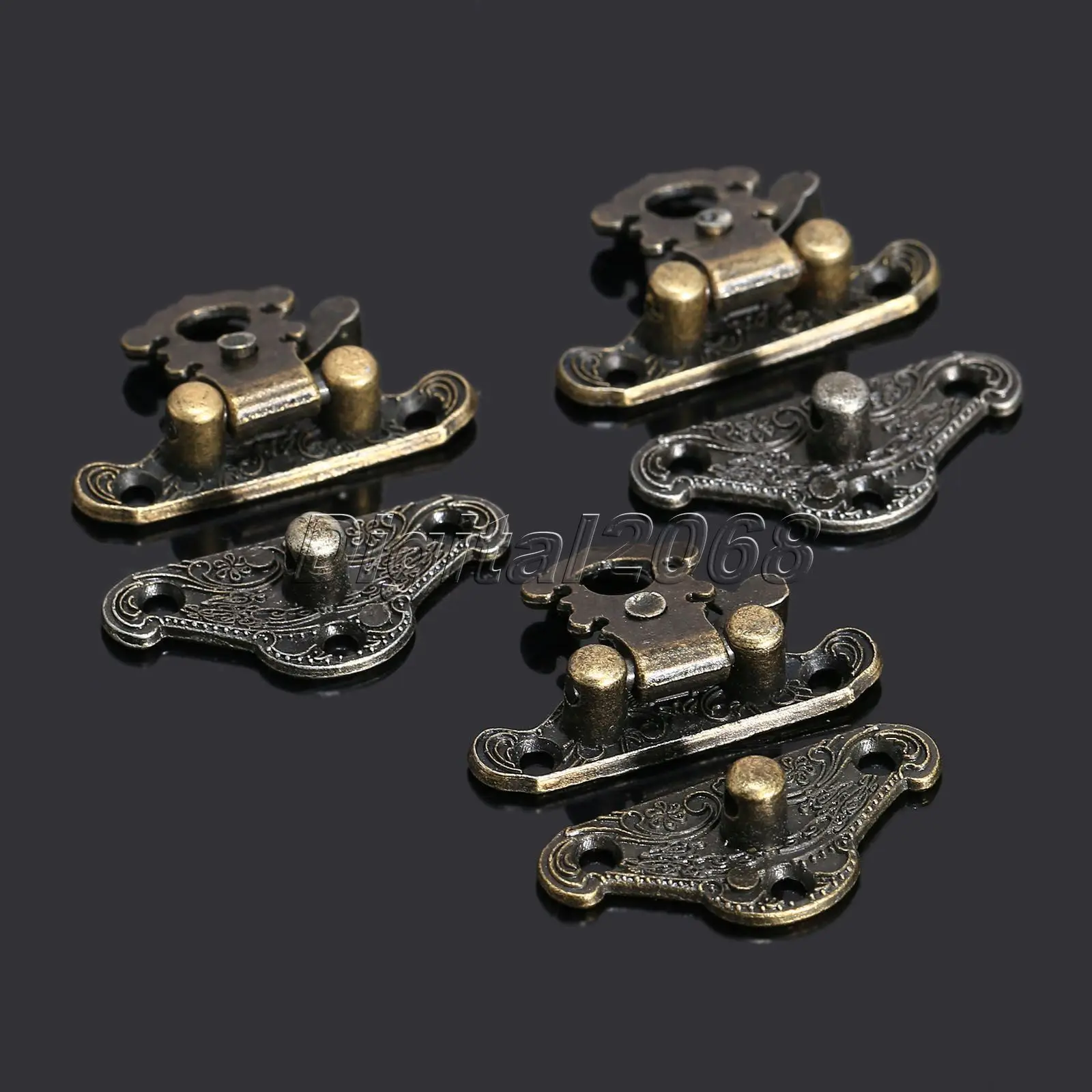 12Pcs Antique Latches Catches Hasps Clasp Wooden Buckles Decorative