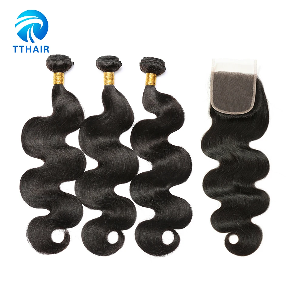 

Body Wave Bundles With Closure India Hair Bundles With Closure Natural Color Remy Human Hair 3 Bundles With Closure