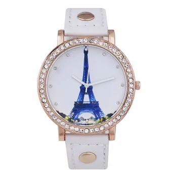 

FUNIQUE Tower Watches Women Rhinestone Quartzwatch Analog Women Watch Leather Wristwatch Montre Femme For Dropshipping