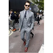 2017 Rushed Suits Custom Made Slim Fit Mens Tuxedos Light Grooms Business Men Suit With Pants Notch Lapel (jacket+pants+vest)