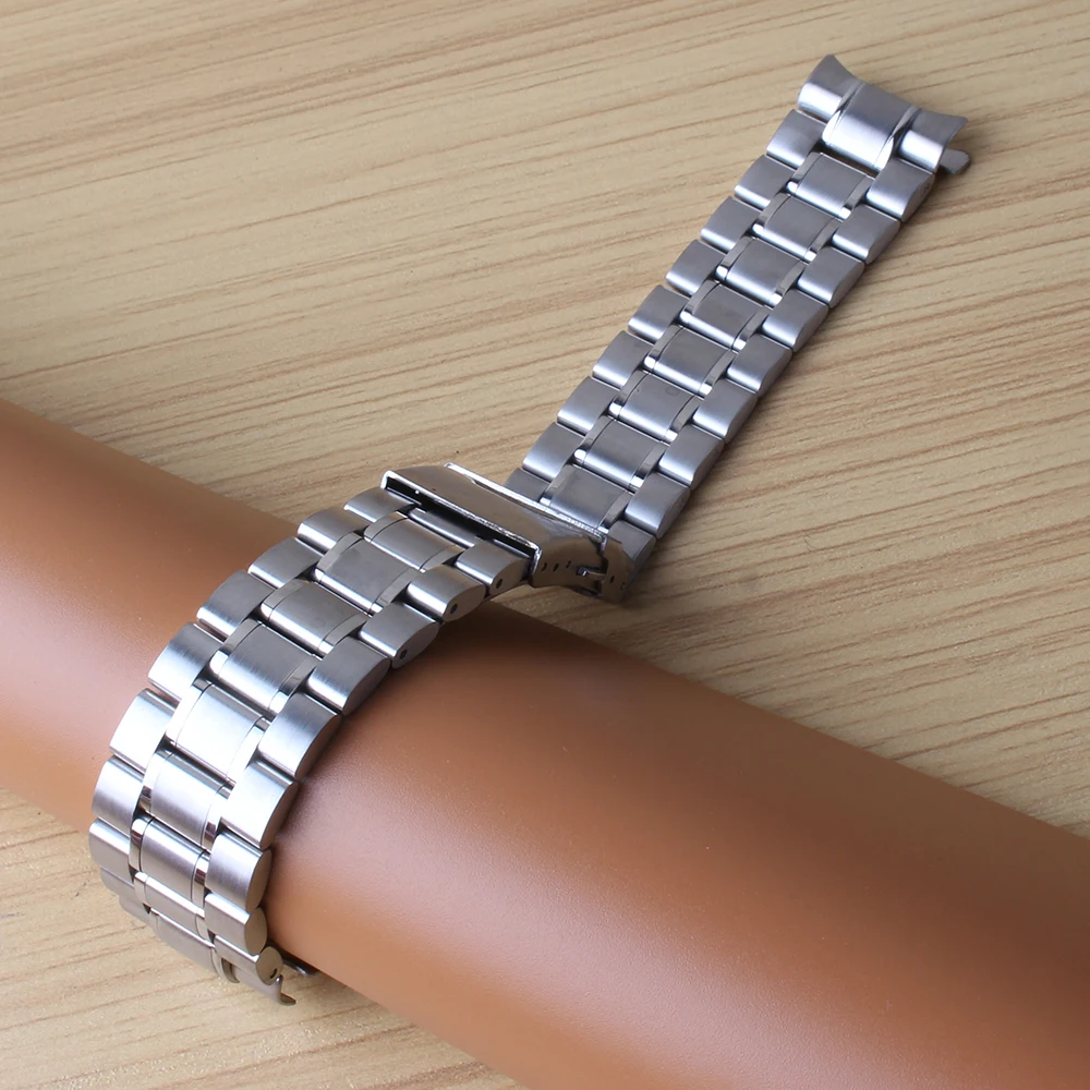 18mm 20mm 22mm 24mm Silver Stainless Steel Bracelet Strap Replacement