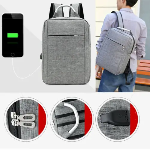 

Anti-theft Mens Womens USB Charging Backpack Laptop Notebook Travel School Bag
