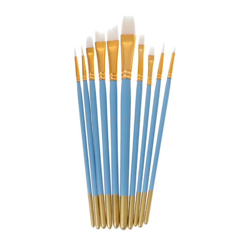 

10Pcs Blue Oil Gouache Watercolor Painting Nail Art Pen White Nylon Hair Brushes Drop Shipping Support