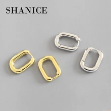 SHANICE unikalne fajne Punk 100% 925 Sterling Silver Retro geometryczne owalne luksusowe zaręczyny Hoop kolczyki dla kobiet biżuteria(China)