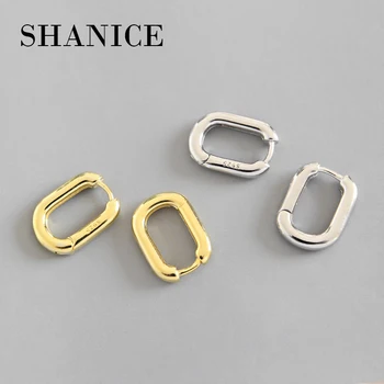 

SHANICE Unique Cool Punk 100% 925 Sterling Silver Retro Geometric Oval Luxury Engagement Hoop Earrings for Women Jewelry