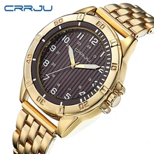 CRRJU Men Watches Top Brand Luxury 30M Waterproof Sports Watch Fashion Trendy Gold Men Clock Full Stainless Steel Wrist Watch