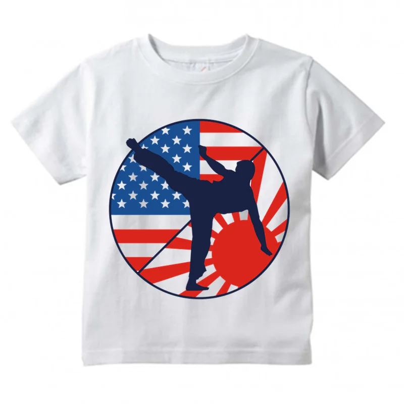 ZSIIBO/дизайнерская детская одежда для мальчиков и девочек с рисунком каратэ Повседневная хлопковая футболка с короткими рукавами и круглым вырезом в японском стиле camiseta