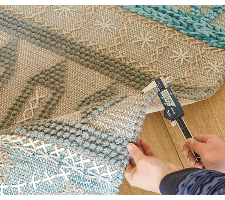 Шерсть ручной работы ковер для гостиной геометрический индийский плед полосатый современный салон Богемия дизайн килим нордический синий серый