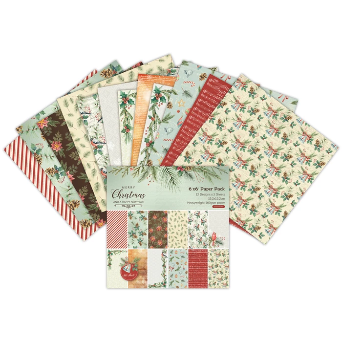 

Merry Christmas Scrapbooking paper pack of 24 sheets handmade craft paper craft Background pad 52