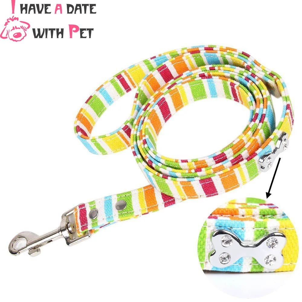 

free shipping S#1.5*120cm,M#2.0*120cm,L#2.5*120cm colors canvas cloth material rhinestone bone decoration dog leashes pet leads