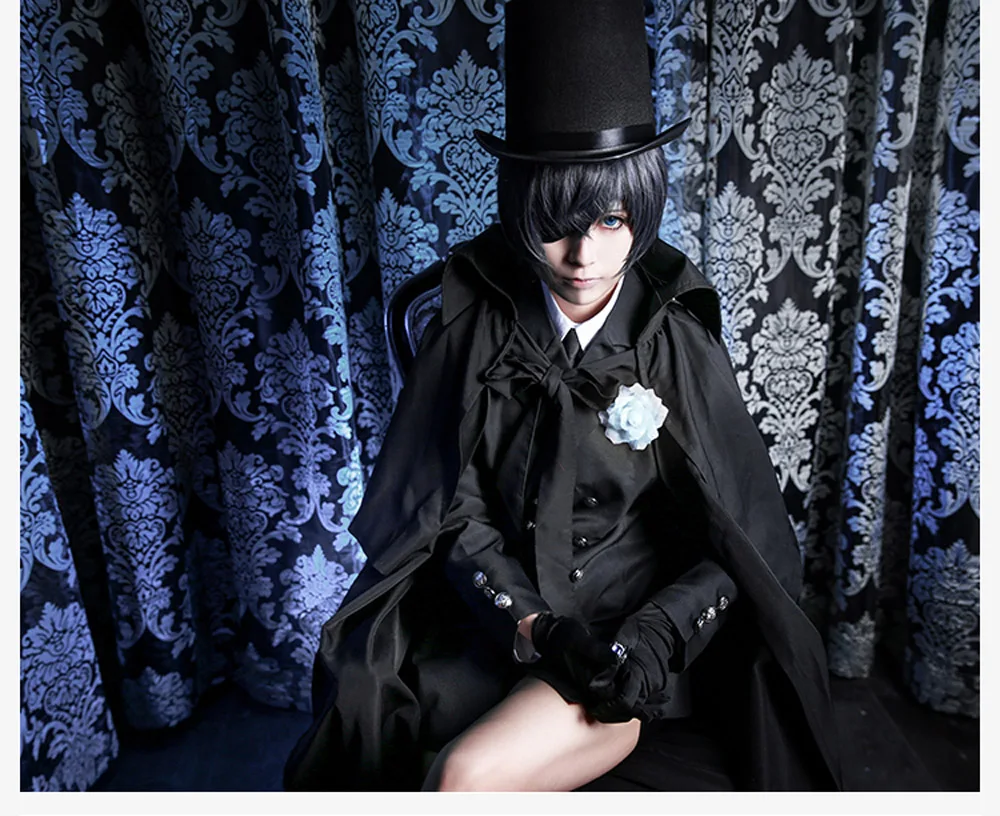 VEVEFHUANG Ciel Phantomhive Cos Хэллоуин вечерние японский смокинг аниме платье мужские и женские сапоги для косплея Темный Дворецкий Косплей Kuroshitsuji Костюм