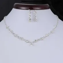 Мода Серебряный тон Кристалл теннис колье ожерелье набор серьги, фабричная цена Свадебные невесты африканские ювелирные наборы