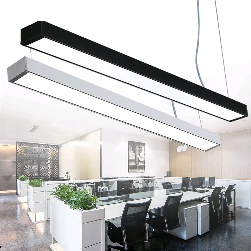 Us 9 0 55 Off Office Chandeliers Led Strip Lights Office Building Creative Aluminum Chandeliers Rectangular Hanging Line Lamps Led Fixture In