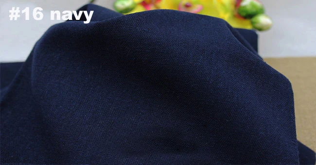 Однотонная льняная ткань для платья, брюк, одежды, скатерти, занавески, хлопок, лен, материал, натуральный лен, обивка, ткань, метр - Цвет: 16 navy