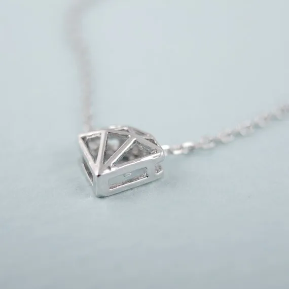 2014-Fashion-18k-Diamond-shaped-Necklace-In-Silver-Free-Shipping (1)