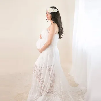 

Photography Props Pregnant For Photo Shoot Maternity Clothes Long Lace Dress Pregnancy Dress Summer Vestido Gestante