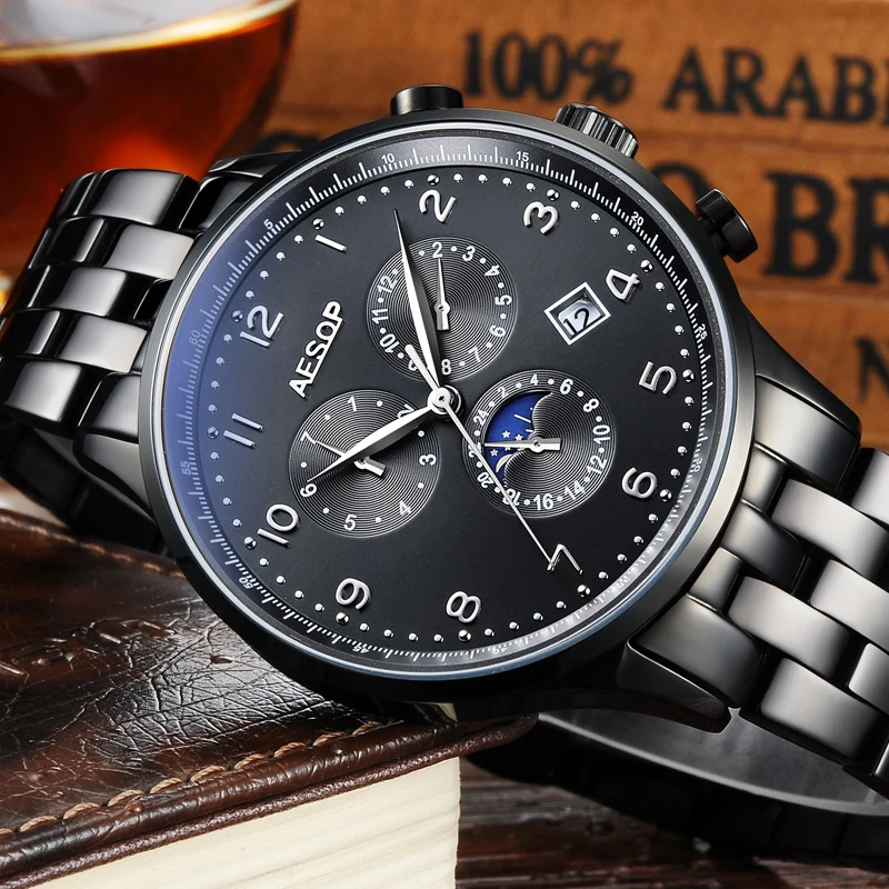 

AESOP Watch Men Luxury Automatic Watch Stainless Steel Men's Mechanical Wrist Watch Waterproof Male Clock Men Relogio Masculino